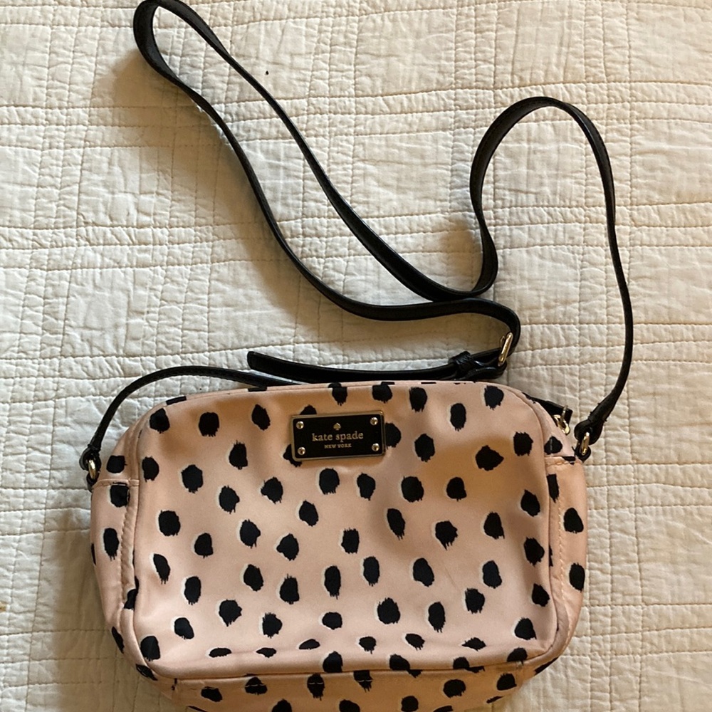 Kate Spade Pink and Black Polka Dot Crossbody Bag